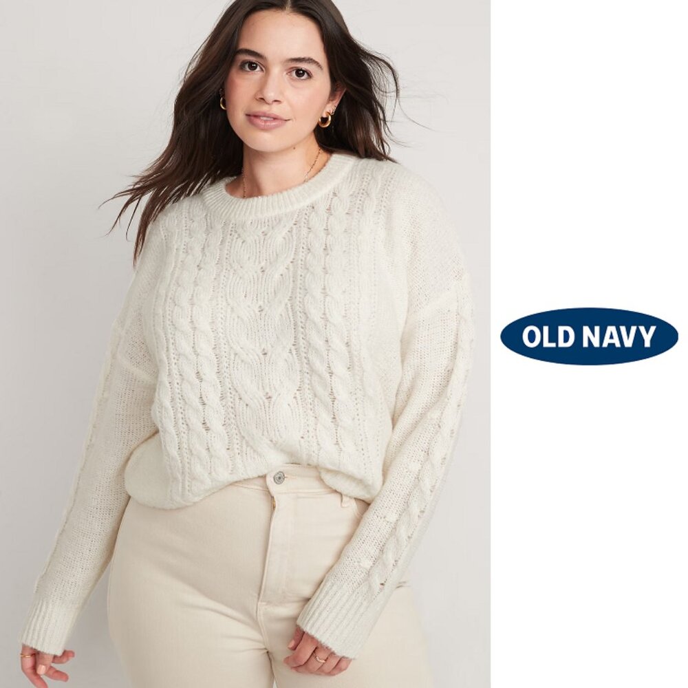New women's 3x Cable-Knit Sweater, Sea Salt